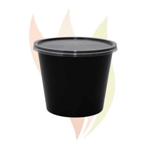 Dakon 750ml Round Plastic Container Black with Lid