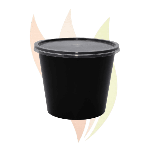 Dakon 750ml Round Plastic Container Black with Lid 1