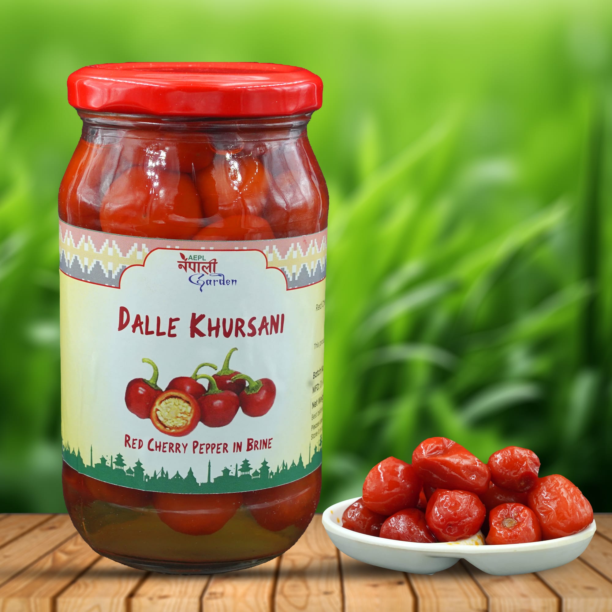 NG Red Cherry Pepper in Brine - Dalle Khursani 350gm 1