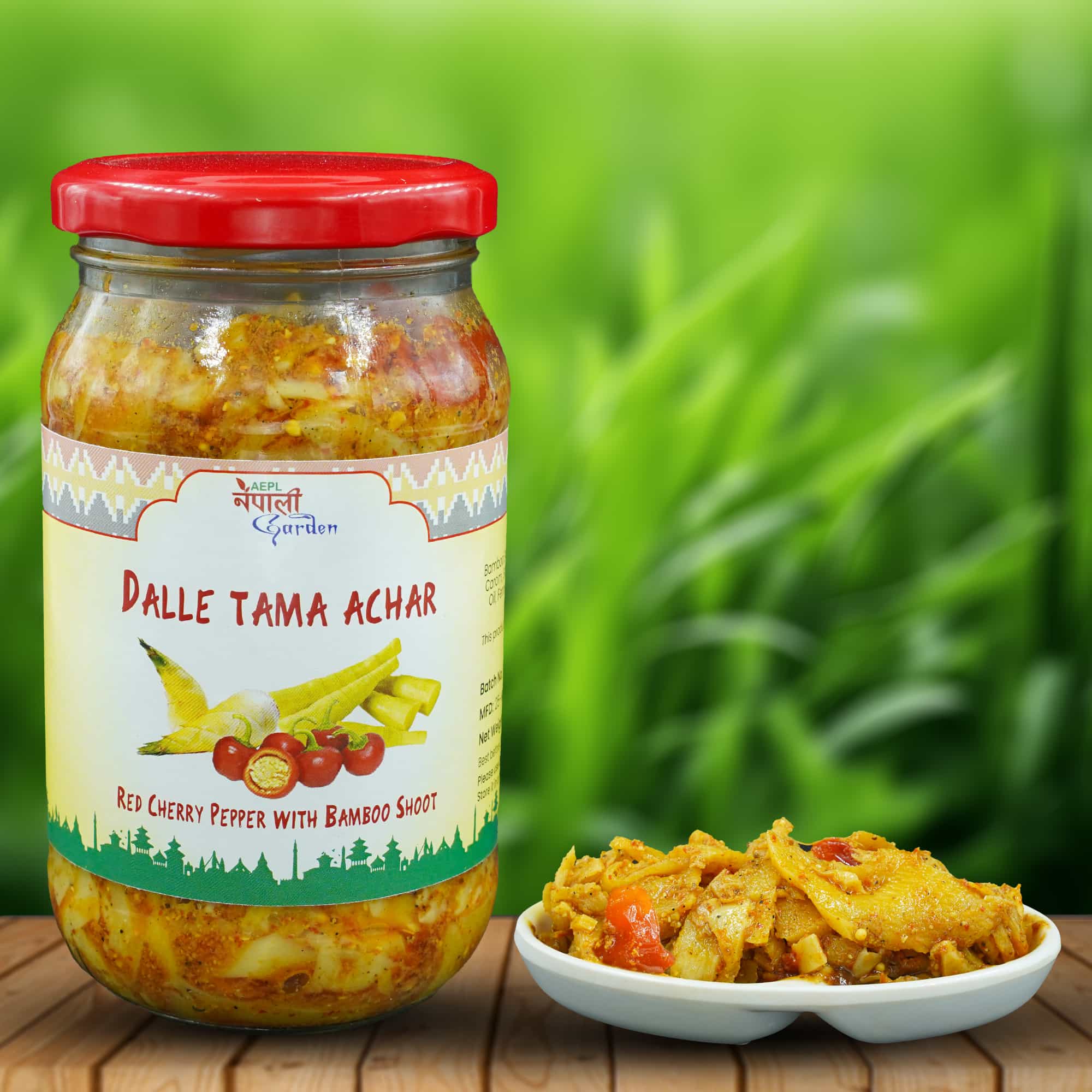 NG Red Cherry Pepper & Bamboo Shoot Pickle - Dalle Tama Achar 350gm 1