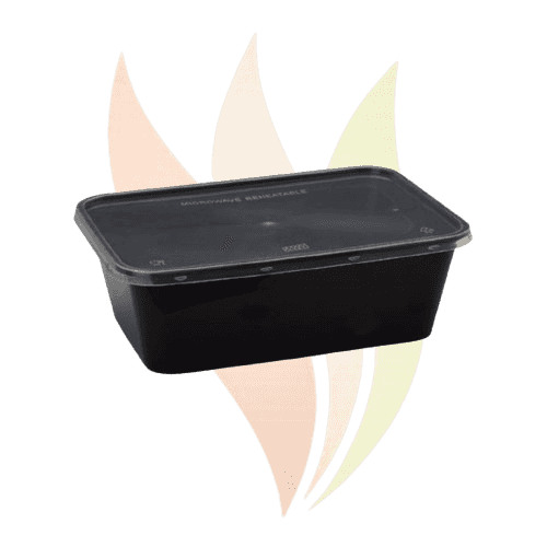 Dakon 500ml Rectangular Plastic Container Black with Lid 1