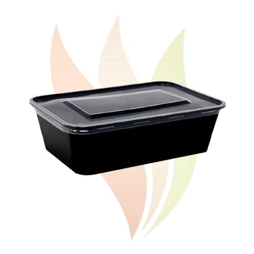 Dakon 750ml Rectangular Plastic Container Black with Lid 1